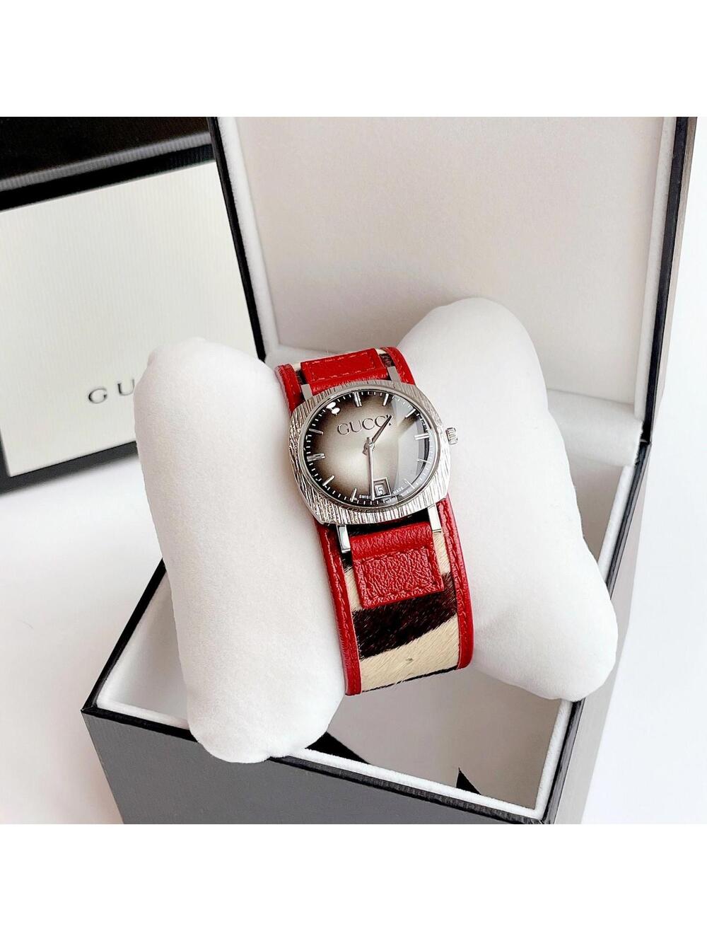 NEW Gucci Runway Watch - Stainless Steel & Faux Fur Strap, 34.5mm (YA152409)